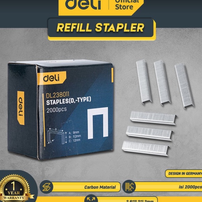 

99 BRANDS FESTIVAL Deli Refill Stapler Isi Ulang Refill Staples 8 x 112 x 12mm2pcs Perkakas EDL23811