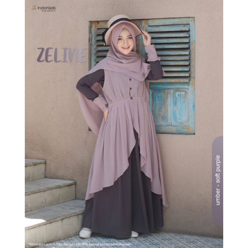 zeline dress by indohijab ( Dress + outer + Khimar) ready size L