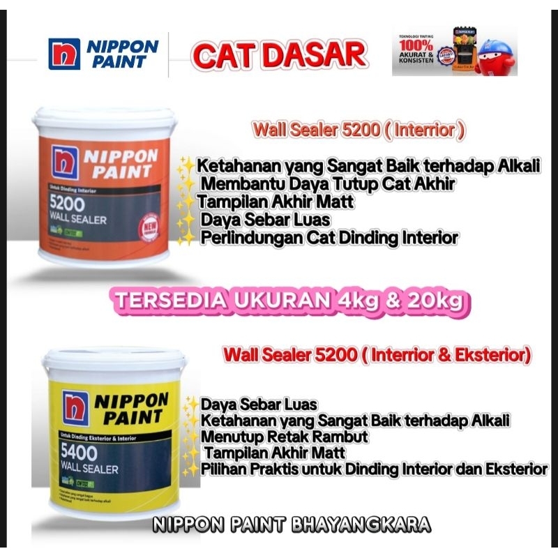cat dasar/wall sealer/nippon paint/cat dasar interior & eksterior galon (FREE PACKING KAYU)