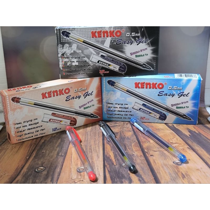 

Pulpen kenko Gel pen Easy Gel 0.5mm Black,Blue dan Red