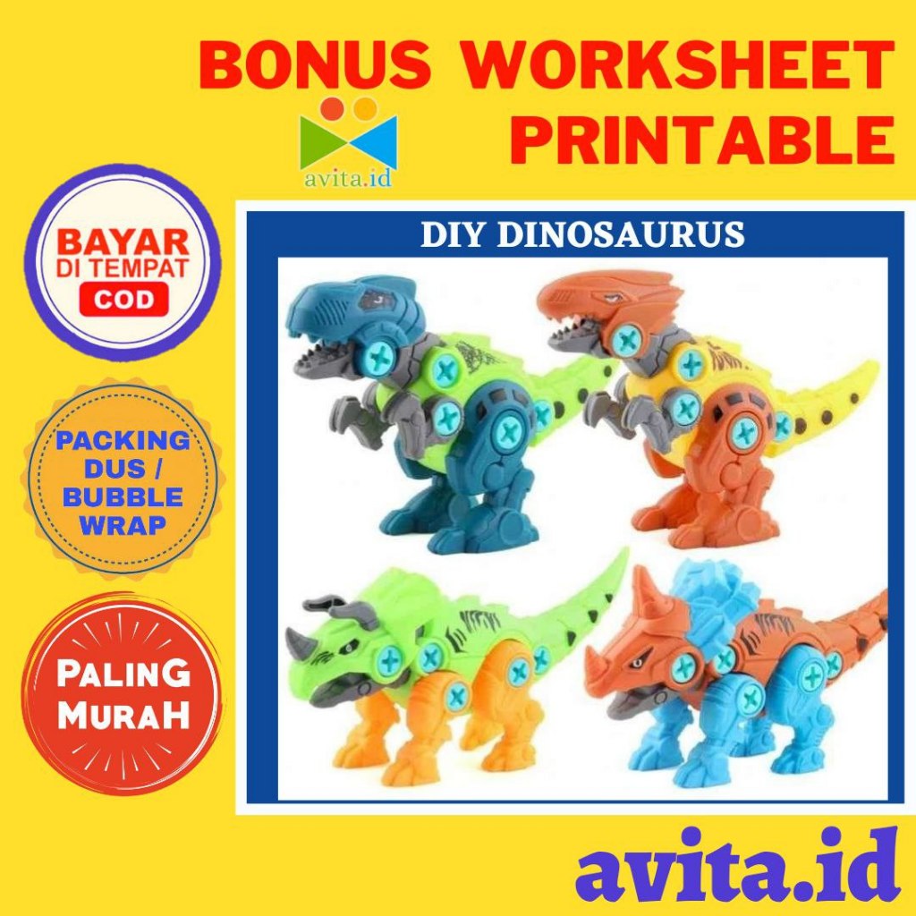 avita.id Mainan Edukasi Anak / Diy Dinosaurus / Mainan Bongkar Pasang Dinosaurus / DIY Dinosaurus Bo