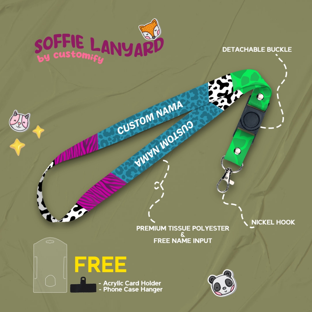 

Soffie Lanyard Custom Nama Blue Edition 2cm Printing 2 Sisi - Customify
