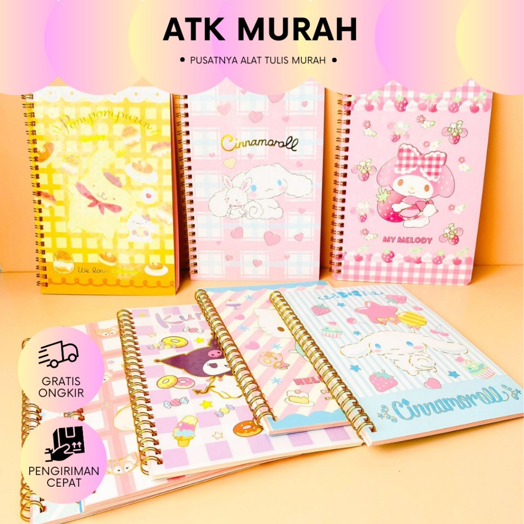 

BUKU BINDER SANRIO UKURAN A5 BK-1210 KERTAS BERWARNA BAGUS NOTEBOOK TERJANGKAU LUCU IMUT KADO UNIK COD