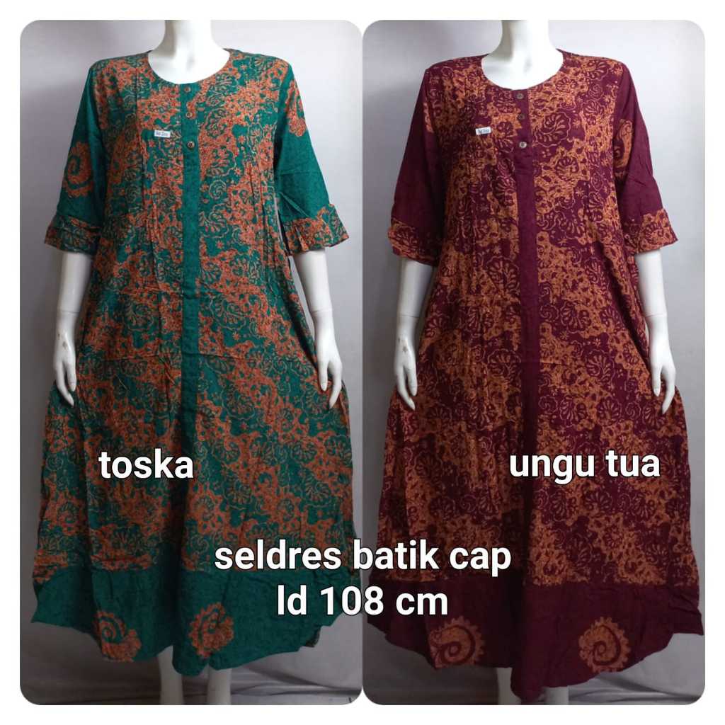 Daster sekdress panjang maura jhoda batik cap solo lengan 3/4 busui kekinian