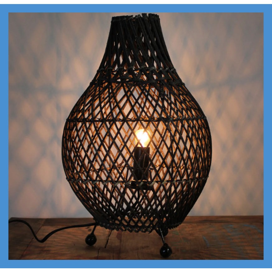 lampu tidur rotan aesthetic lampu meja hias kamar tidur minimalis D25cm lampu nakas dekorasi ruang t