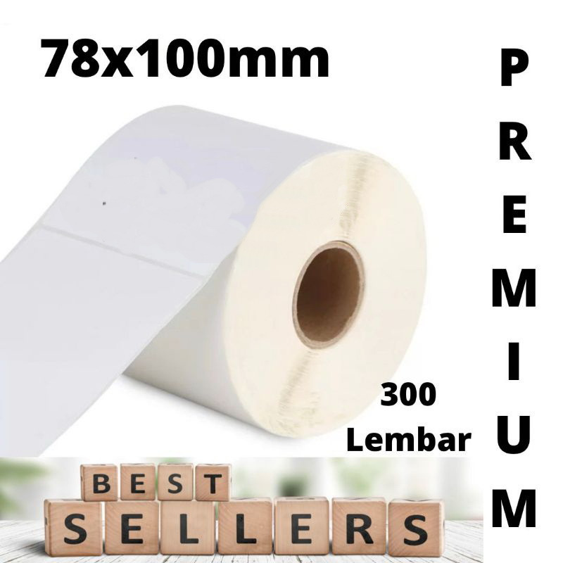 

kertas thermal label stiker barcode label pengiriman 78x100mm / 300pcs thermal Premium Tebal