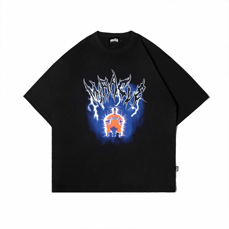 Miracle Mates - Lightning Black Oversized T Shirt I Kaos Pria/Wanita I Heavy Cotton