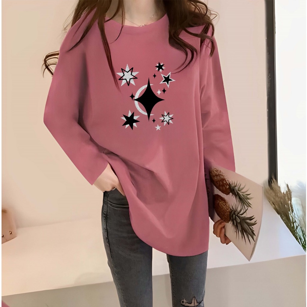 KAOS LENGAN PANJANG OVERSIZE WANITA BINTANG