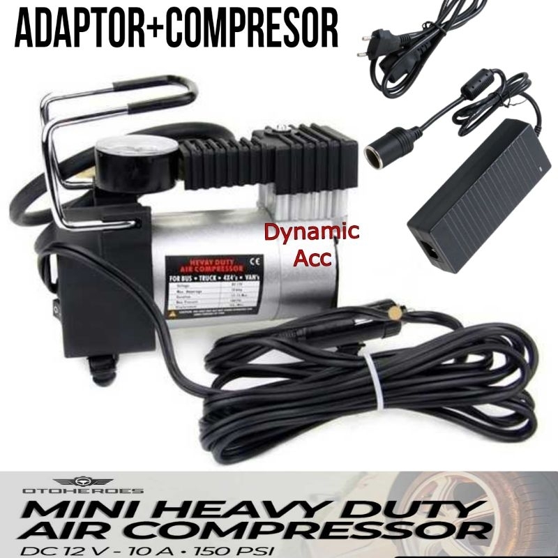 PAKET Kompresor Angin Mini Heavy Duty Compresor Dan Adaptor Lighter Socket 12V 10A Colokan Ke listri