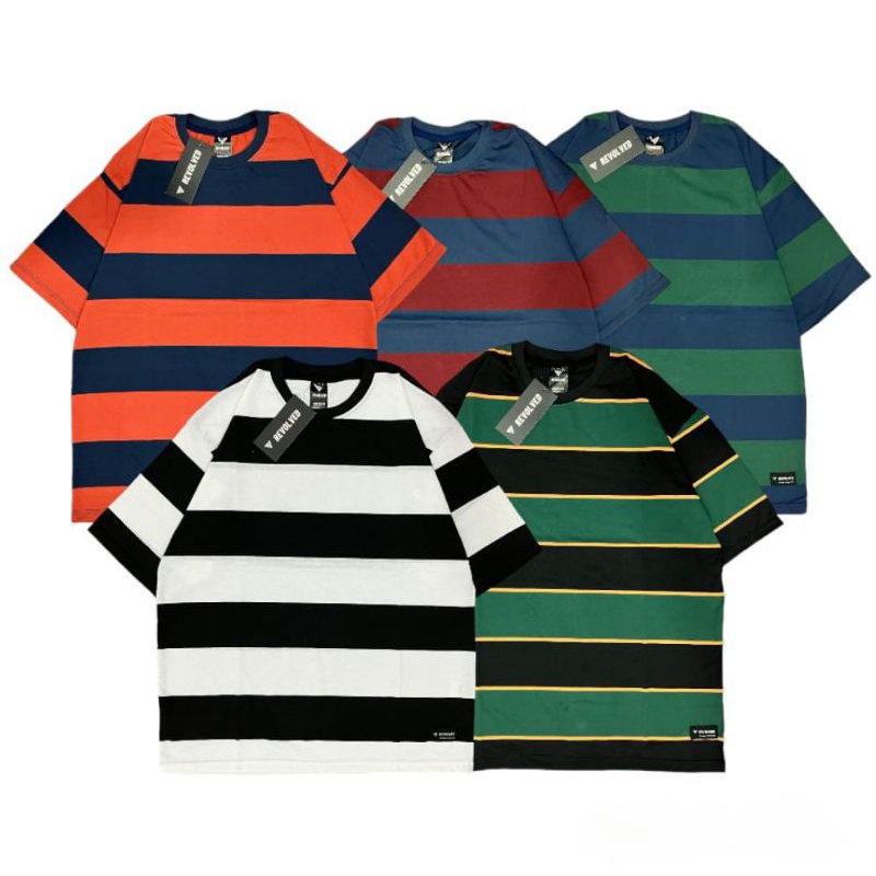 KAOS STRIPE OVERSIZE PENDEK POLOS PRIA JUMBO DISTRO TERLARIS/TERMURAH