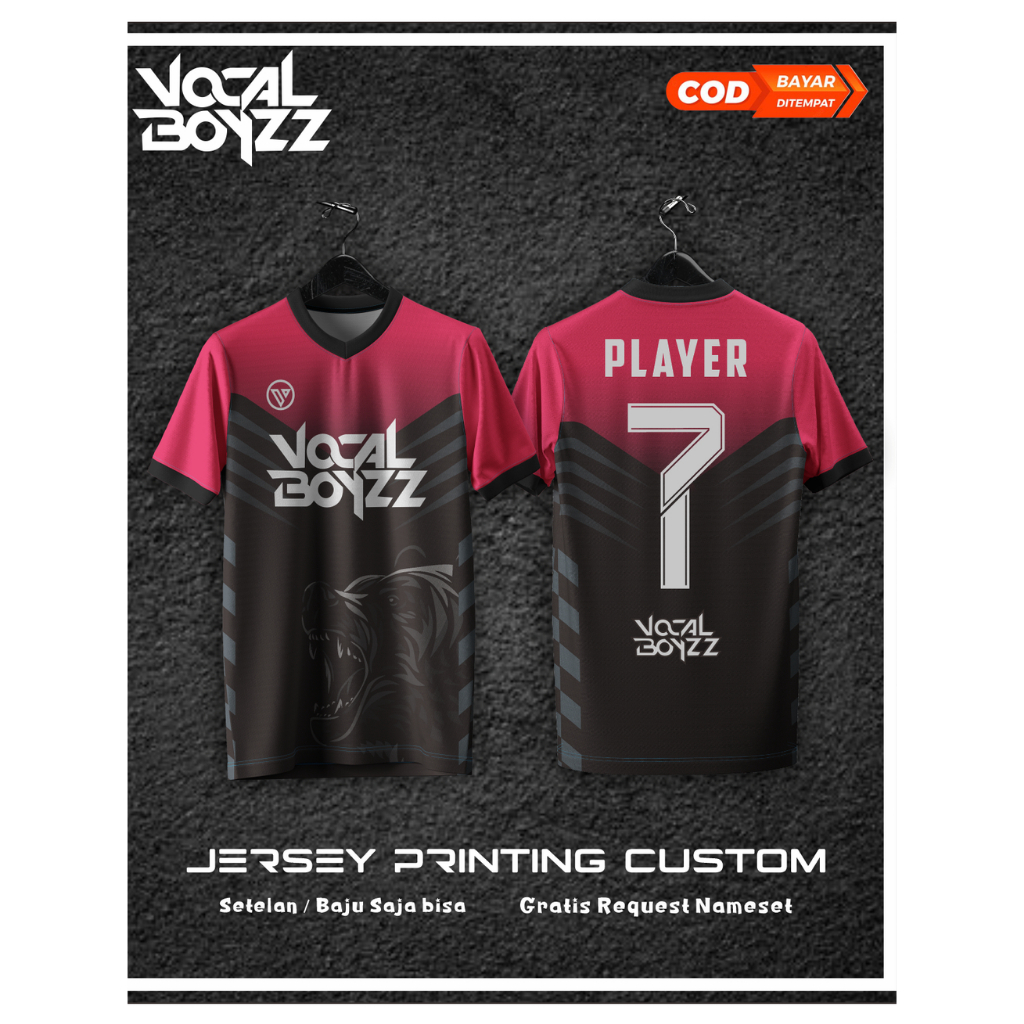 Jersey Futsal Baju Sepak Bola Printing Custom Nama Nomor dan Logo