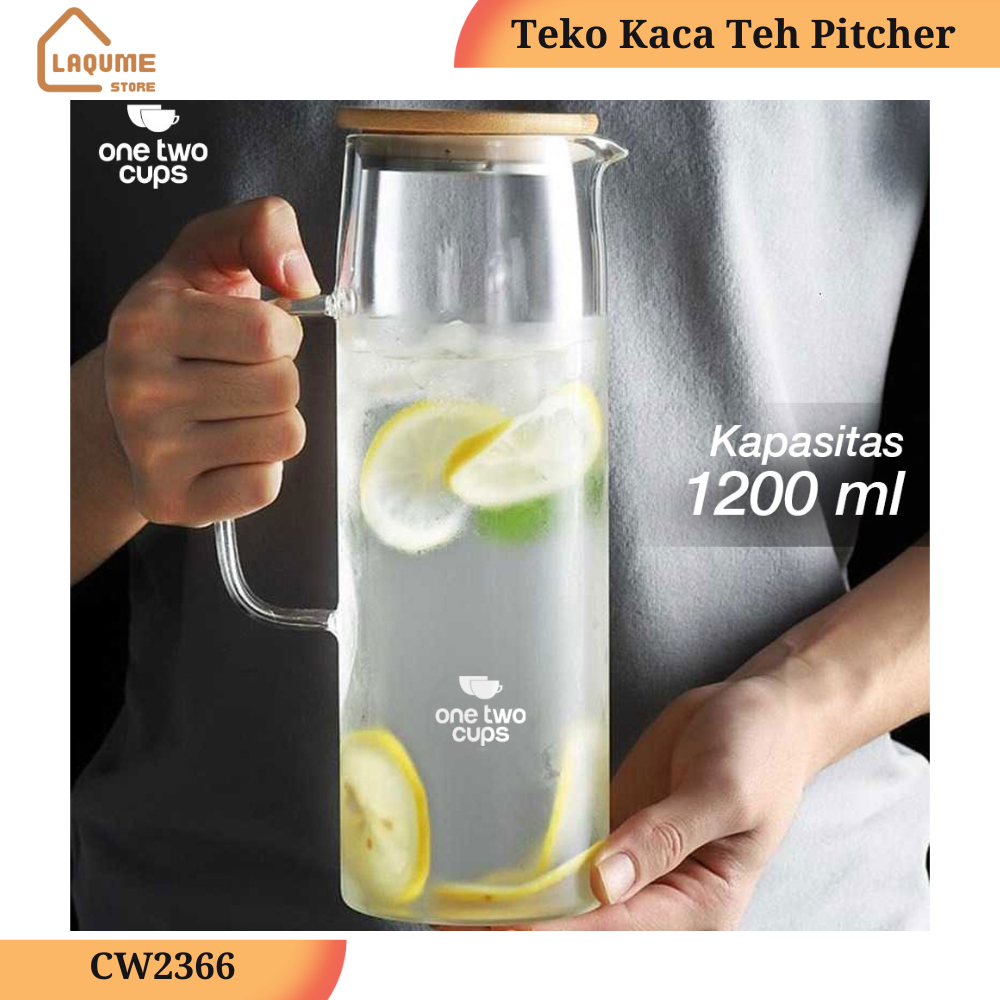 Teko Kaca Teh Pitcher Tahan Panas Api Borosilicate Glass 1200ml
