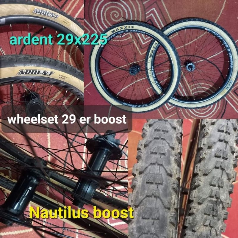 wheelset 29 er boost hubset nautilus rims nautilus maxxis ardent 29x225 skinwall bukan dhf dhr asseg