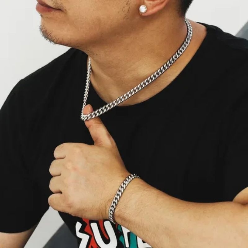 COD SATU SET KALUNG DAN GELANG MODEL JEPIT JAM TERBARU ANTI LUNTUR DAN ANTI PUDAR PRIA DAN WANITA