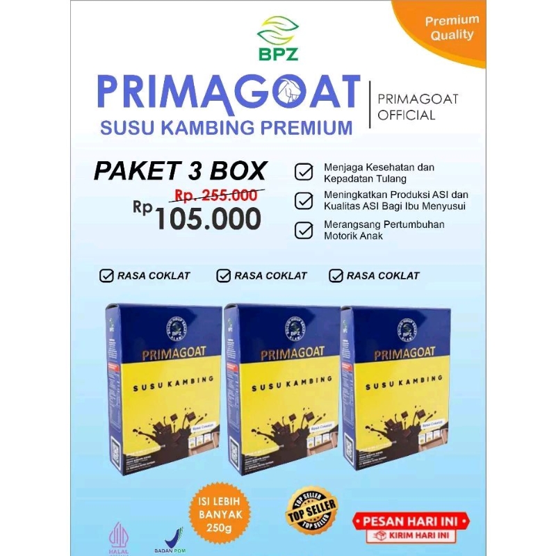 

Susu Kambing Etawa Primagoat Atasi Nyeri Sendi, Asam Urat dan Kesehatan Pernafasan rasa Cokelat 3 Box