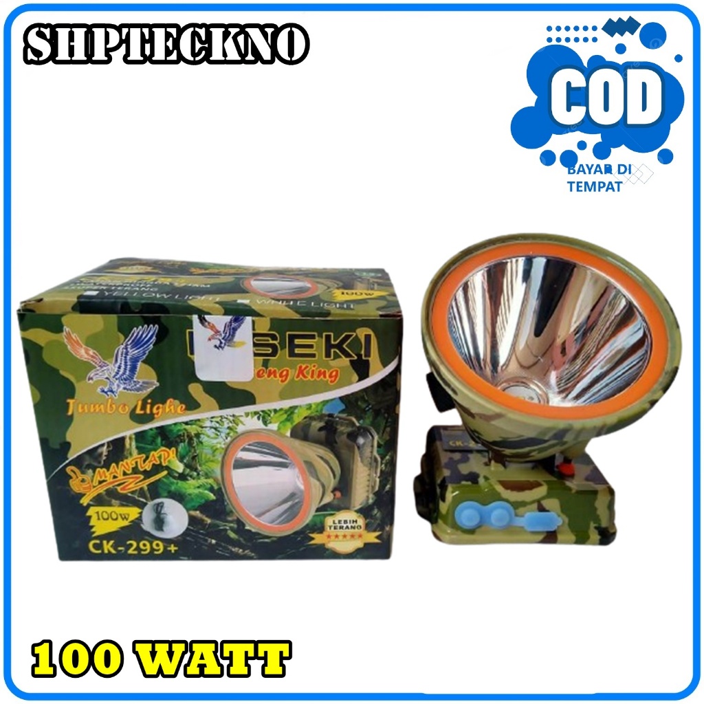 Senter Kepala Kiseki CK 299 SINAR KUNING 100 Watt Bonus Lampu