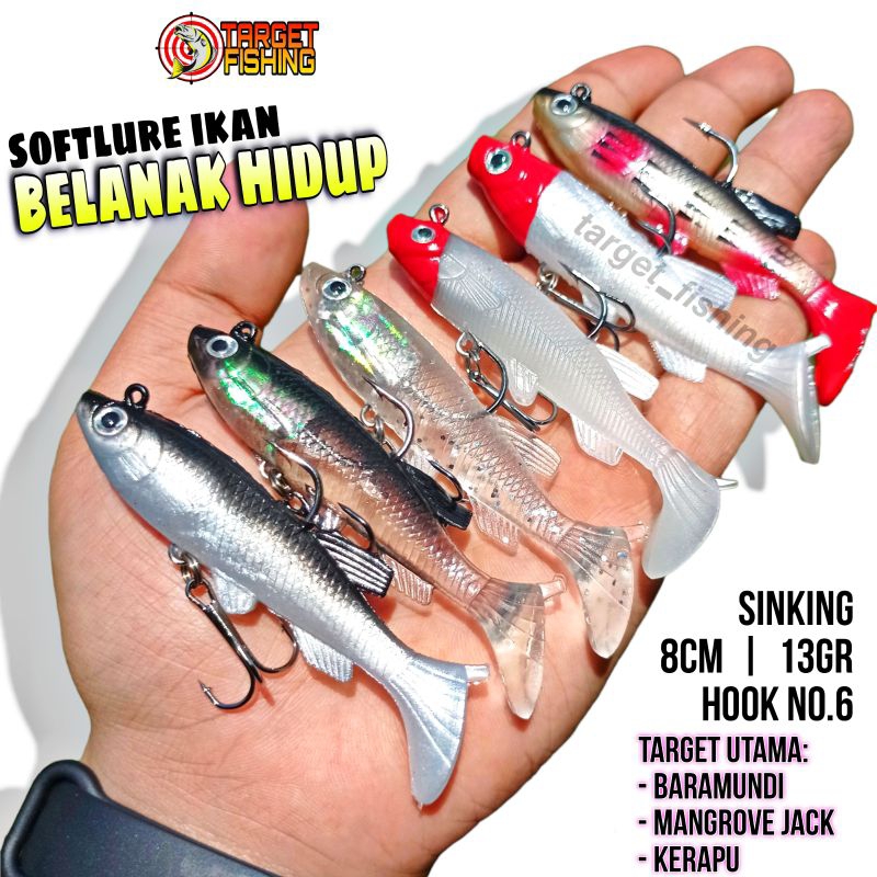 Soft Lure Belanak 8cm Umpan Casting Barramundi & Mangrove Jack 13gram Lure Kakap