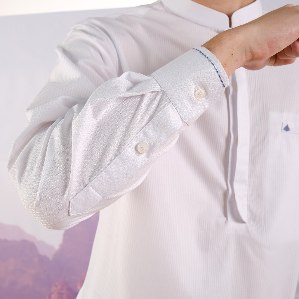 Shafira - Jorgi Menswear - White | Baju Koko Tangan Panjang