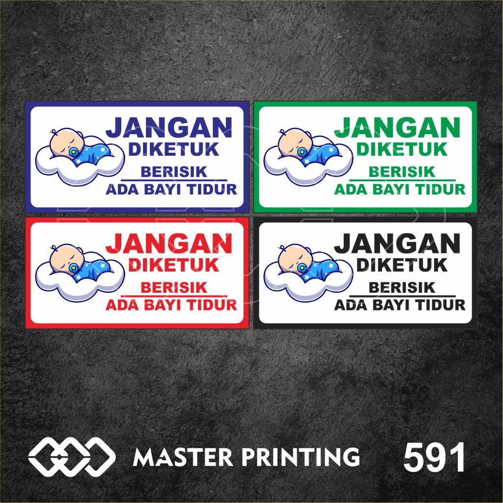 

591 - Stiker Jangan Diketuk Ada Bayi Tidur, Sticker Vinyl, Premium, Tahan Air, Termurah, Bisa Custom