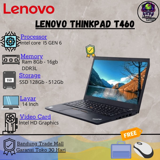 Laptop Lenovo T460 Core i5 RAM 8gb-256gb SSD (berGARANSI)