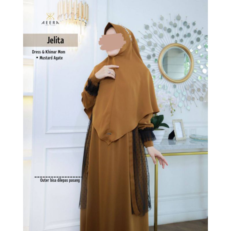 Jelita Mom Dress by Aeera baju gamis wanita dewasa tanpa outer  pasangan serimbit terlukis indah Mus