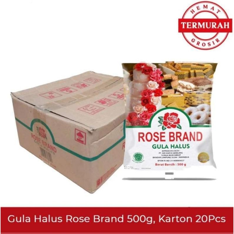 

TERMURAH!!! GULA HALUS ROSEBRAND 500 GRAM (DIJUAL PER 1 DUS ISI 20 PCS)