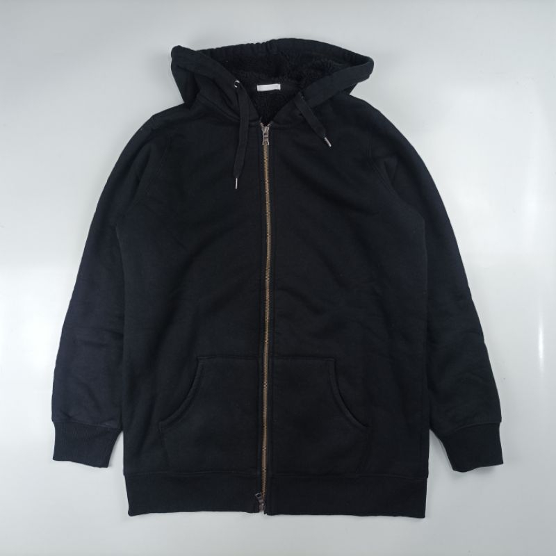 Uniqlo GU tunik zip hoodie sherpa wanita 220324R