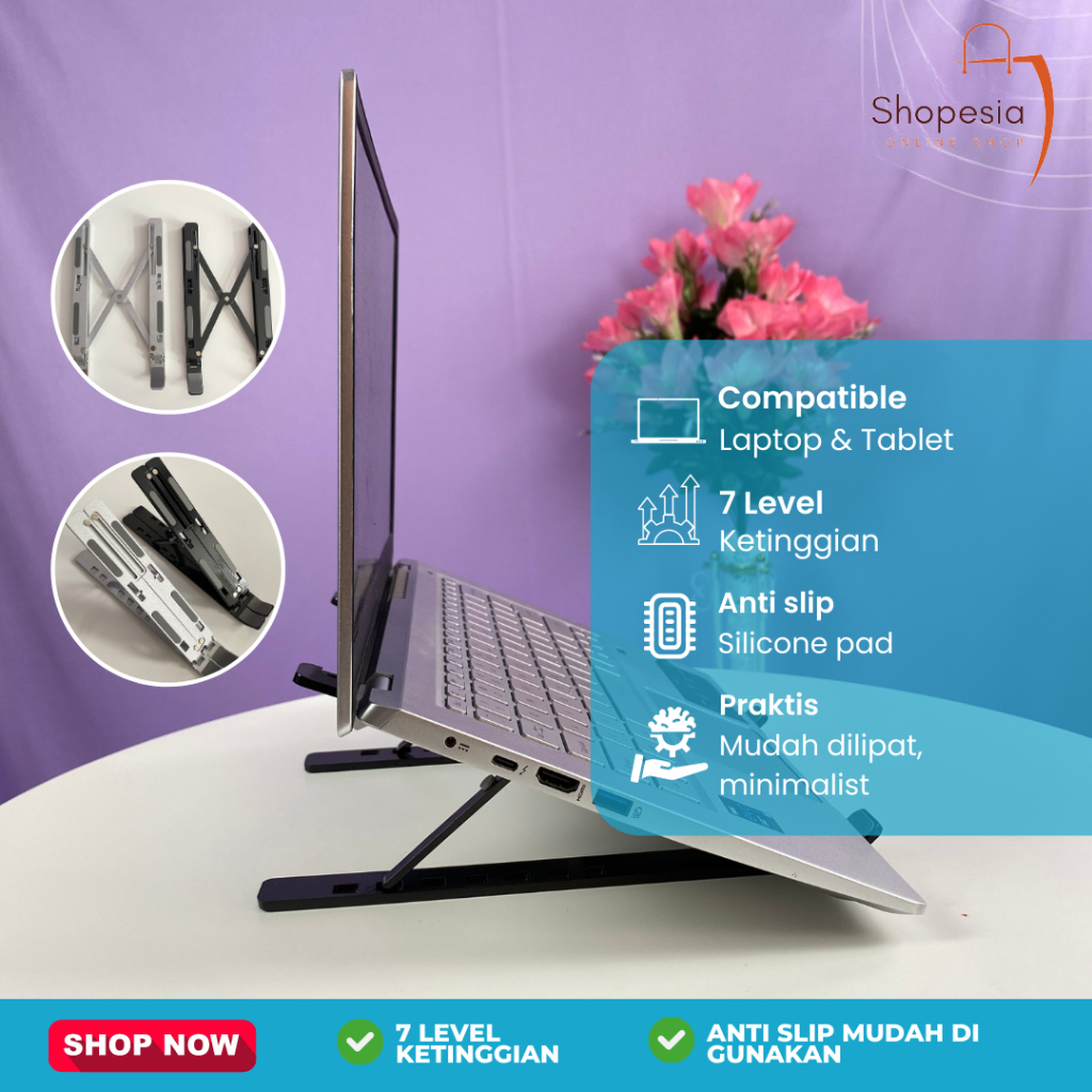 LAPTOP STAND HOLDER PORTABLE | LAPTOP STAND UNIVERSAL ALUMUNIUM | BRACKET STANDING LAPTOP