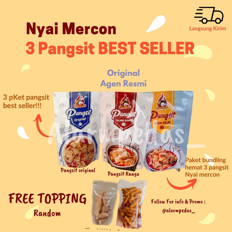 

Paket Bundling 3 Varian Pangsit Best Seller nyai Mercon FREE TOPPING