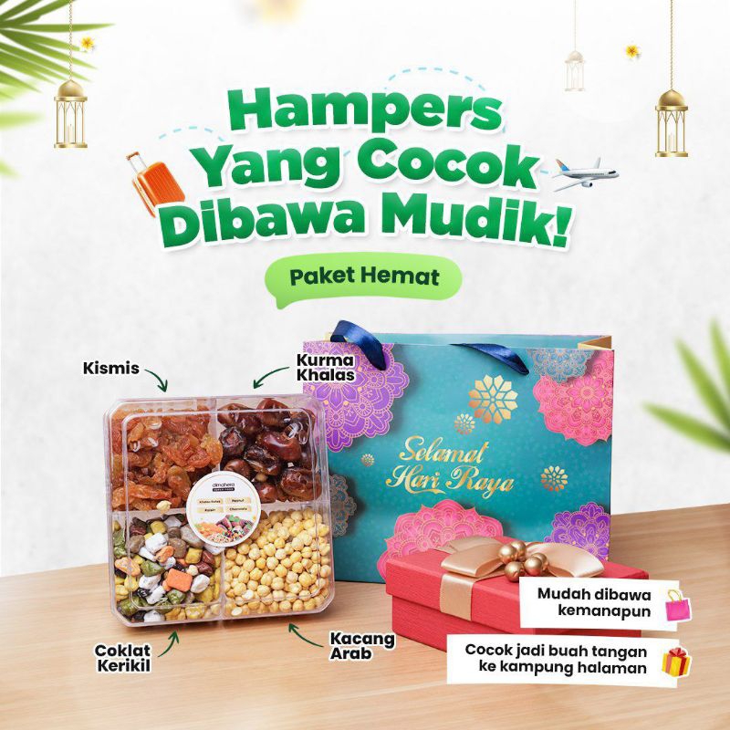 

Paket Hemat Kurma,Kismis, Coklat,Kacang Arab