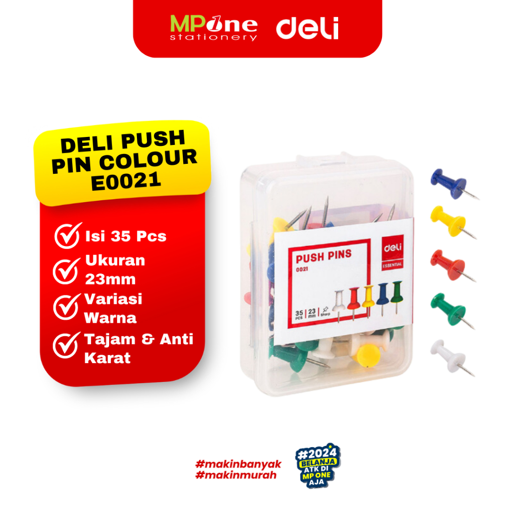 

Deli Push Pin Warna 23mm E0021/ Paku Penusuk Styrofoam Warna Warni Deli