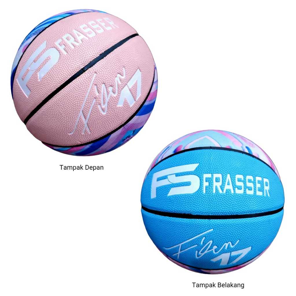 Frasser Bola Basket Original Size 7 Indoor Dan Outdoor Bahan PU Pink Biru BBS PU 03 ZMG