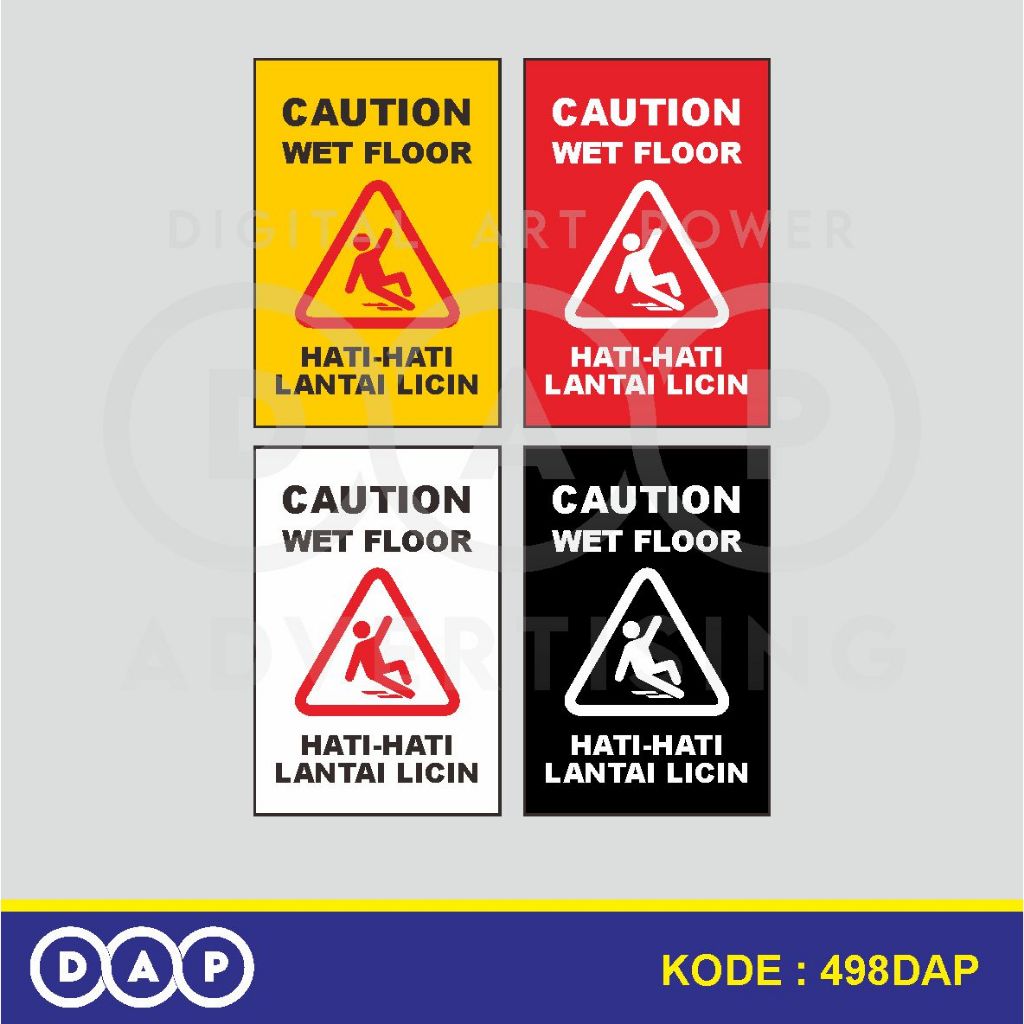 

498 - STIKER CAUTION WET FLOOR - 20 X 30 CM - VINYL - TERBAIK