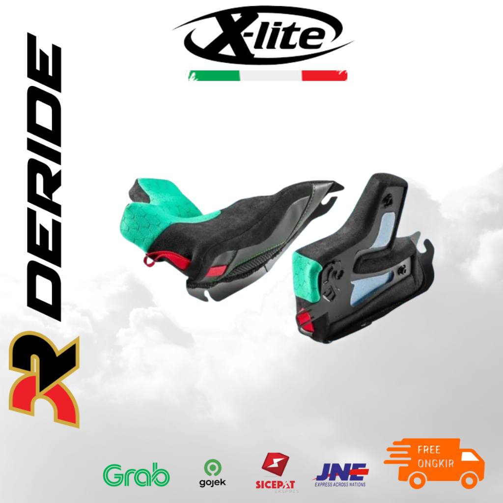 SPAREPART XLITE SP.CHEEK PADS RACING GREEN X803/ULTRA/RS ULTRA BUSA PIPI HELM XLITE