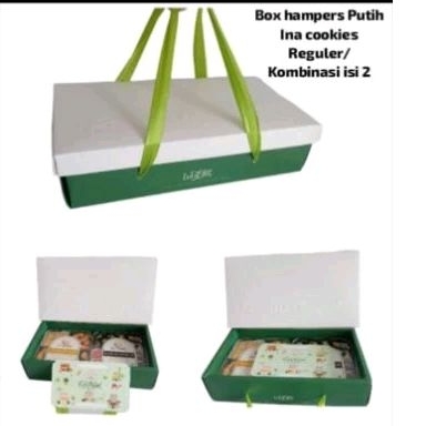 

Box Hampers Ina cookies Reguler/Kombinasi isi 2 toples+kartu ucapan