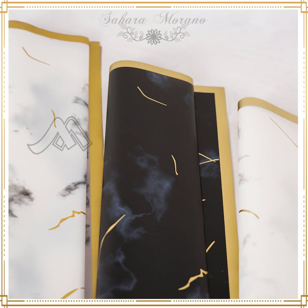 

D3v!! 20 Pcs Flower Wrapping Cellophane Marble/ Wrapping Paper Motif Marble / Kertas Buket Bunga