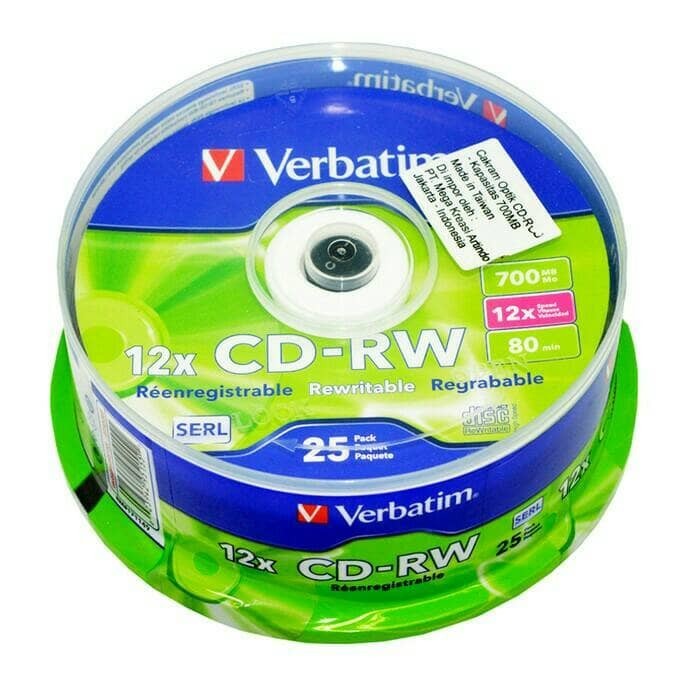 CD RW VERBATIM CB 25 / CD RW VEBATIM TABUNG 25 / CD RW 12 X