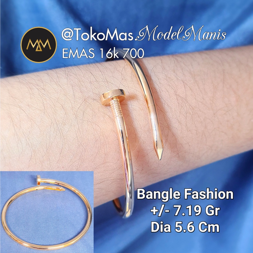 Gelang Bangle emas paku emas kuning 700 kadar 16k
