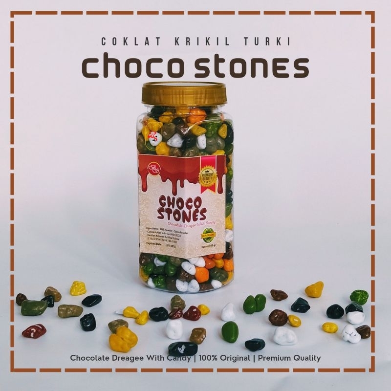 

Coklat batu Choco Stone 500gr Coklat kerikil turki Kemasan toples | oleh oleh haji/umroh