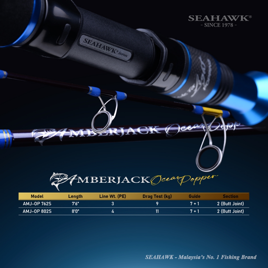 Joran Popping Seahawk Amberjack Ocean Popper 762S 802S Fuji Guide