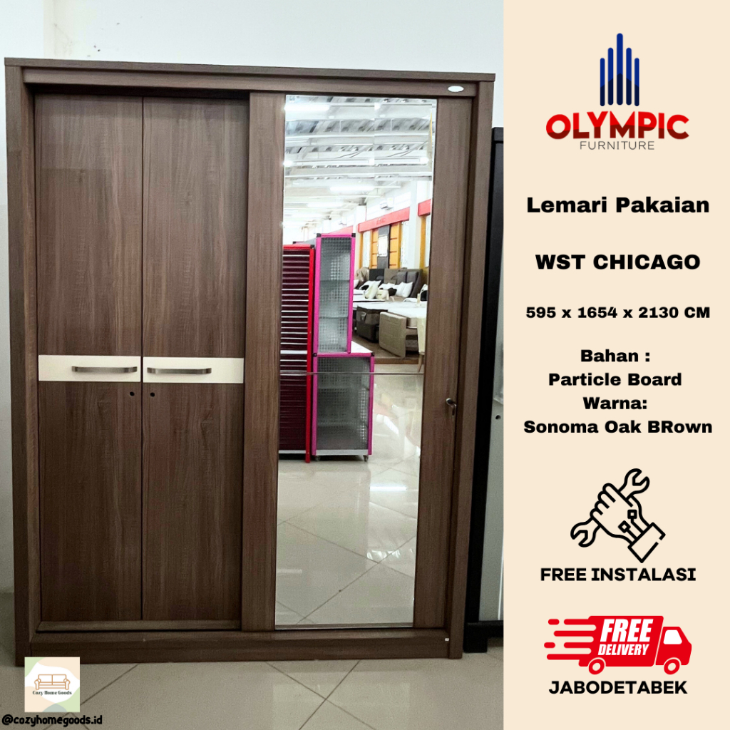 Lemari Baju Pakaian Wardrobe - Olympic WST Chicago - Lemari Pintu Swing Sliding
