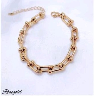 grosirmurah93 - gelang rantai anti karat, anti luntur bahan titanium  asli lapis emas 18k