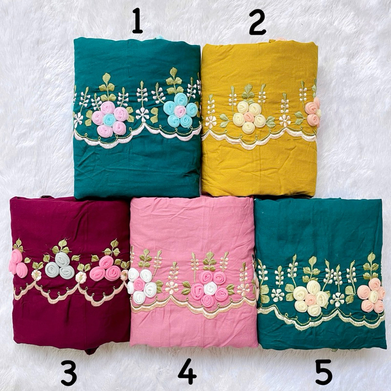 MUKENA BORDIR TILE KALUNG TERUSAN LAJURAN DEWASA RAYON