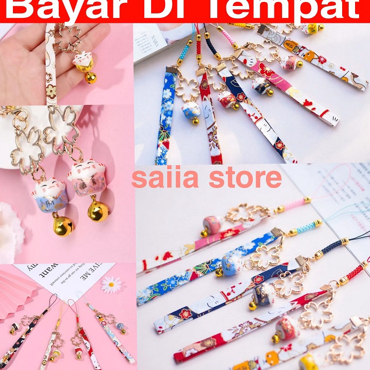 Ready Stock KsT Saiia Gantungan Handphone dan Gantungan Kunci Motif Kucing Jepang Keberuntungan