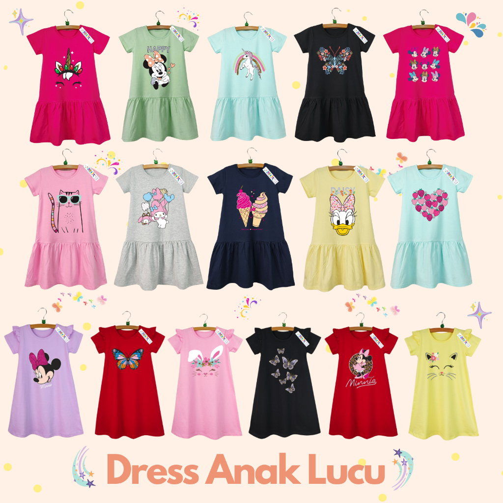 Dress Anak Perempuan Jurasix Lucu / SIAP KIRIM NEW COLLECTION |  Terusan Panjang Motif Cantik / Prem