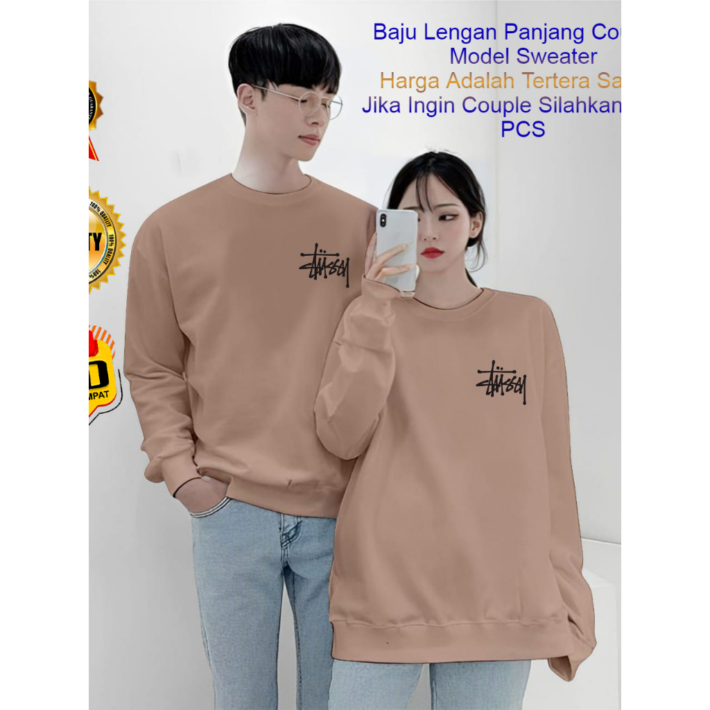 Baju Kaos Couple Pasangan Pacar TUSSY / Lengan Panjang Couple Distro Model Sweater / Baju Kapelan Co