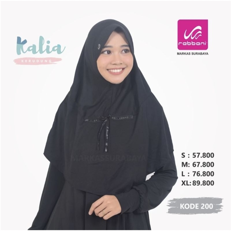 kerudung Rabbani ORI Kalia Hitam M