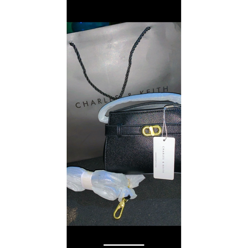 Charles&Keith Aubrielle buckle top handle bag - Black