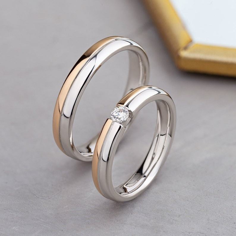 Cincin Kawin Couple Lamaran Tunangan Simple Elegant Emas Putih Asli Perak Silver Palladium Anti Kara