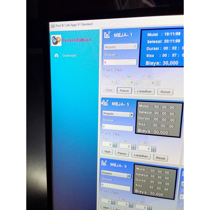 PROGRAM SOFTWARE APLIKASI BILLING  BILLIARD+OTOMATIS LAMPU  1x bayar aktif selamanya